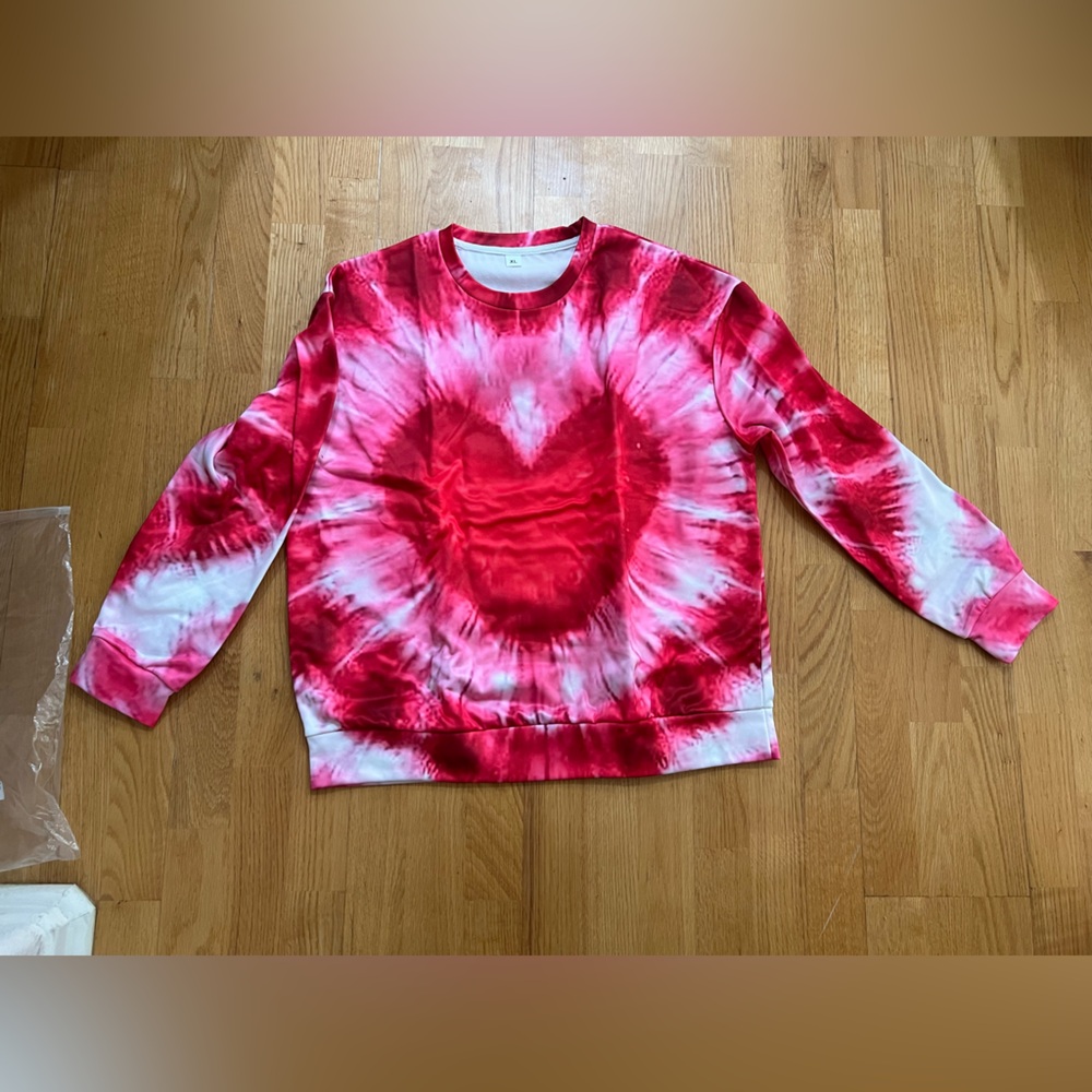 Red and White Tie-Dye Sweatshirt valentines